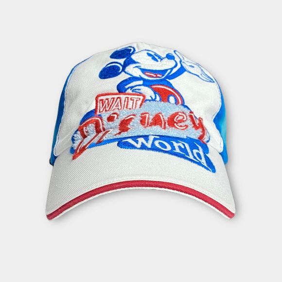 Disney Parks Classic Mickey Mouse Hat Blue Retro Baseball Cap Leather Strap Back - Picture 4 of 14